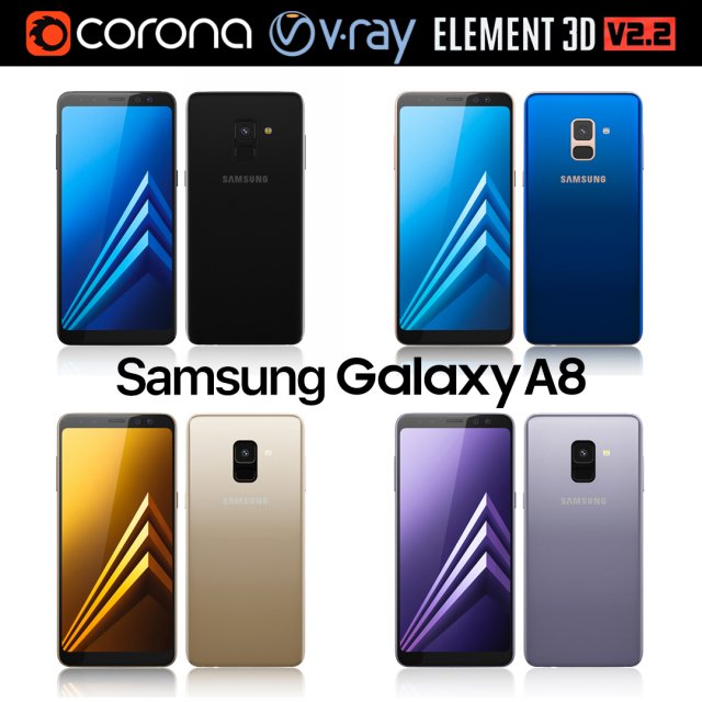 Samsung Galaxy A8 All Colors 3D Model