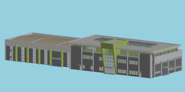 Factory building 038 3D Model