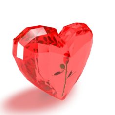Crystal heart with a rose 3D Model