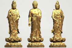 Three Buddha 3D Model