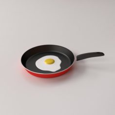 Frying Pan With Egg 3D Model