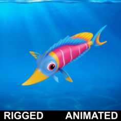Cartoon Fish 02 Rigged Animated 3D Model