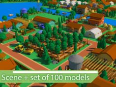Farm scene set of 100 models 3D Model