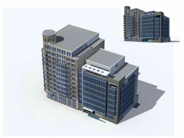 Large City Commercial Street office building design – 09 3D Model