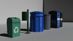 Garbage-Recycle Bins Package 3D Model