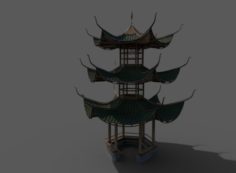 Japanese tower pagoda model 3D Model