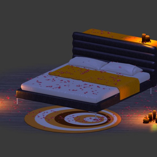 Bed with candles						 Free 3D Model