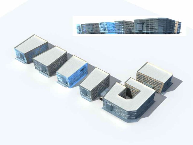 Large City Commercial Street office building design – 48 3D Model