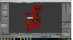 Red futuristic bookcase Free 3D Model