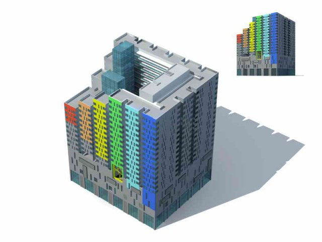 Large City Commercial Street office building design – 244 3D Model