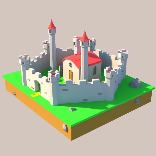 Low poly castle 3D Model