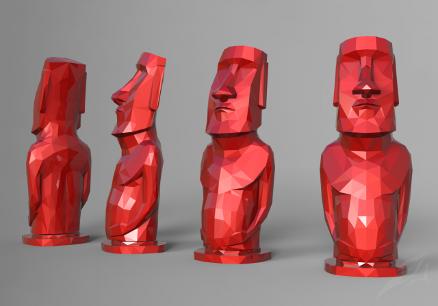 Lowpoly Moai statue 3D Model