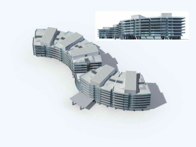 Large City Commercial Street office building design – 46 3D Model