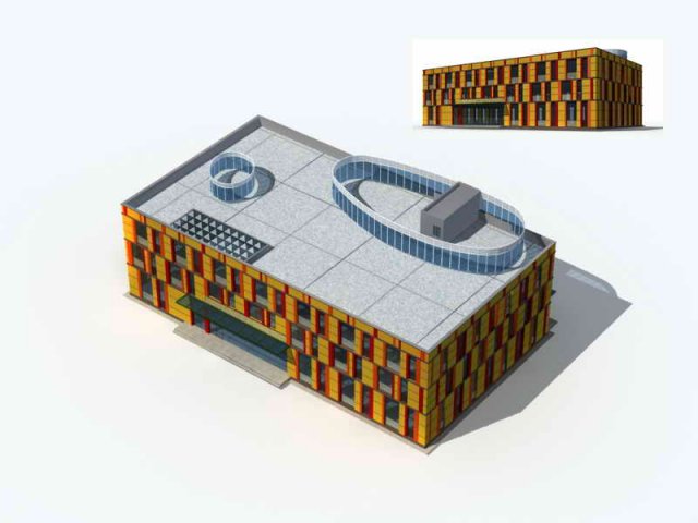 Large City Commercial Street office building design – 43 3D Model