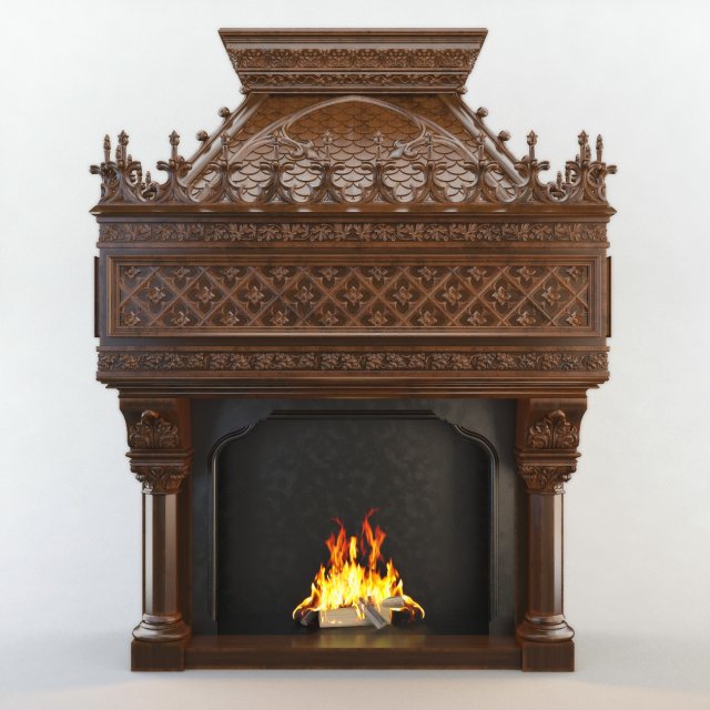 Gothic Fireplace CNC 3D Model