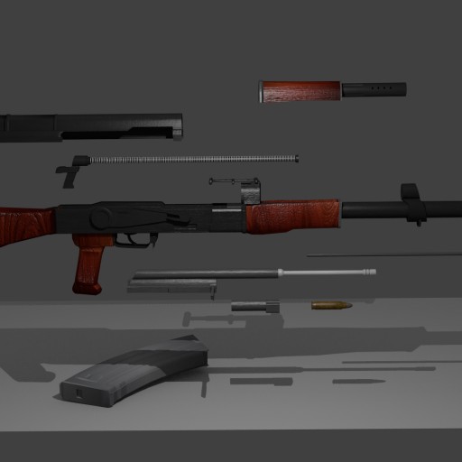 Detailed AK with Internals						 Free 3D Model