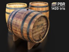Wooden wine barrels 3D Model
