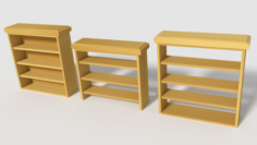 Wooden Bookshelf Set 2 3D Model