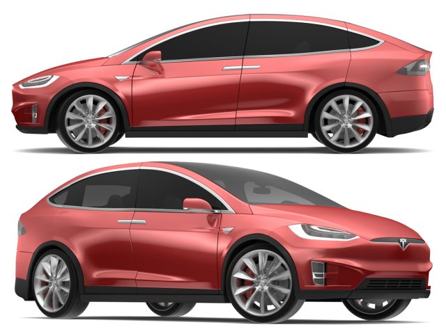 Tesla X Red Multi-coat 3D Model