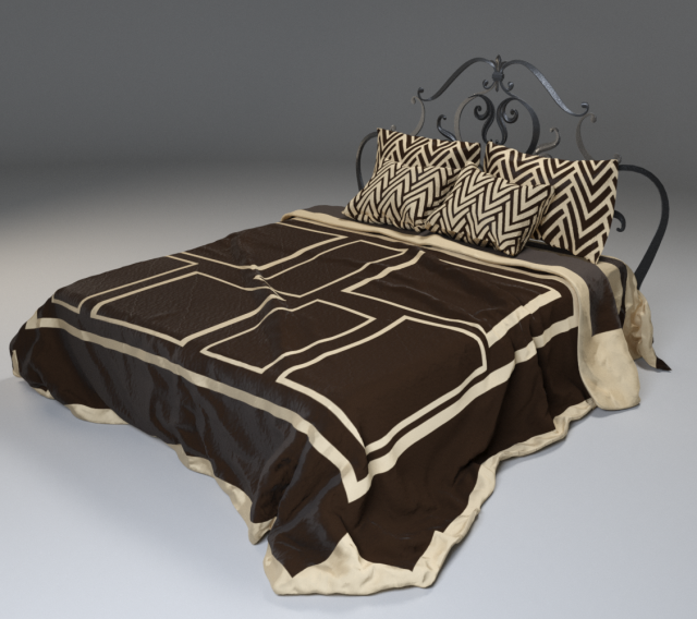 Draped Heavy Cloth Bed 3D Model
