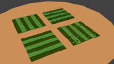 Low Poly Farm Fields 3D Model