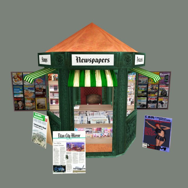 Newsstand and Magazine Shop 3D Model
