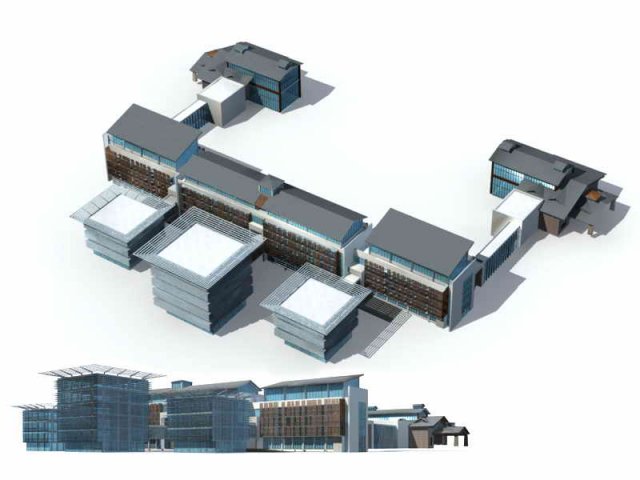 Large City Commercial Street office building design – 84 3D Model