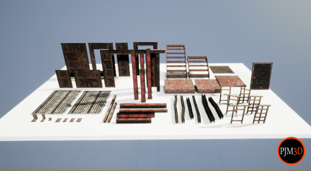 Old Factory Modular Package FBX 3D Model