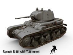 Renault R-35 with T-26 turret prototype of the Romanian Army 3D Model