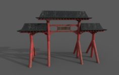 Japanese chinese gates torii model 3D Model