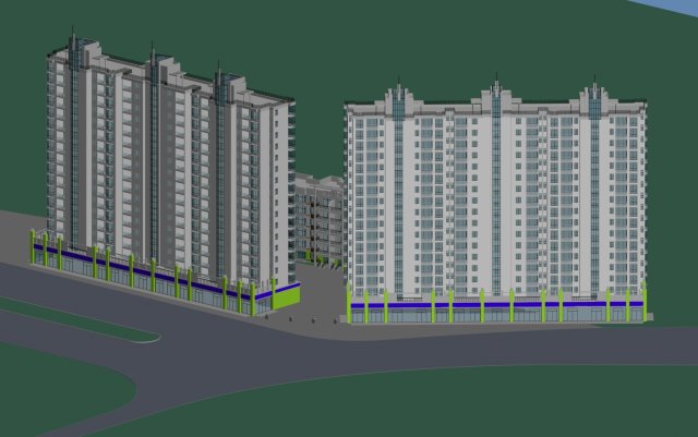 Large City Commercial Street office building design – 254 3D Model