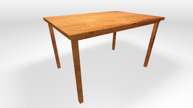 Low Poly Wooden Table 3D Model