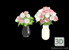 3D-Model 
two rose bouquets in vases