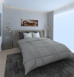 Cozy bedroom with a comfortable bed 3D Model