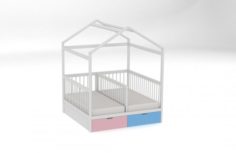 Bed for twins 3D Model