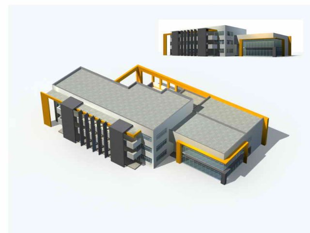Large City Commercial Street office building design – 50 3D Model