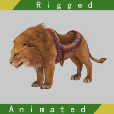 Lion Rigged Animated 3D Model