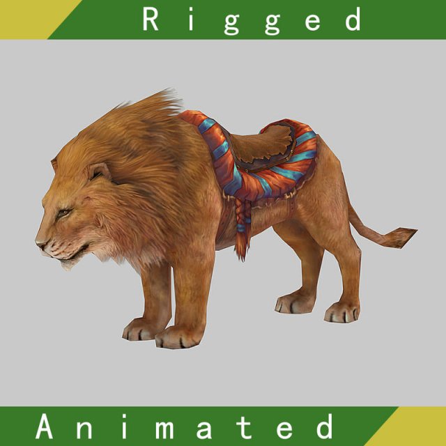 Lion Rigged Animated 3D Model