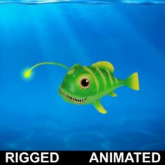 Cartoon Lantern Fish Rigged Animated 3D Model
