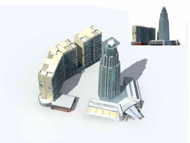 Large City Commercial Street office building design – 145 3D Model