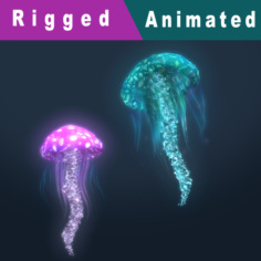 Fantasy Jellyfish Rigged Animated 3D Model