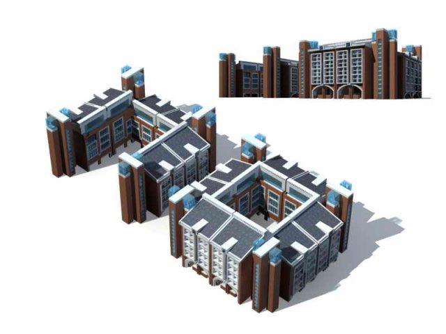 Large City Commercial Street office building design – 100 3D Model