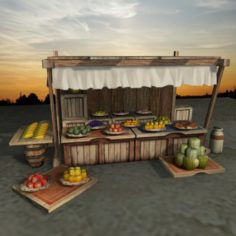 Medieval Fruit Shop 3D Model