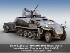 SDKFZ 251-17 AusfC – Hanomag Anti-aircraft vehicle 3D Model