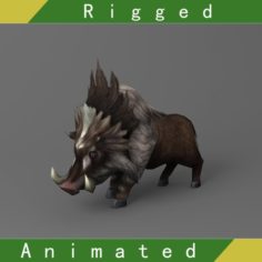 Wild boar Rigged Animated 3D Model