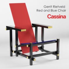 Cassina Gerrit Rietveld Red and Blue Chair 3D Model