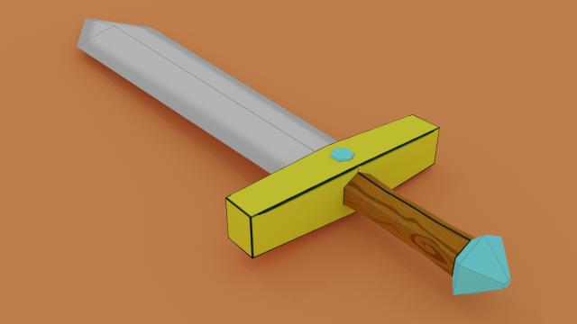 Cartoon Low Poly Sword 3D Model