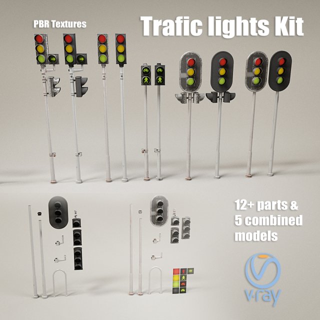 Trafic lights Kit collection of trafic lights 3D Model