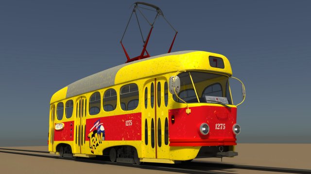 Cartoon tram 3D Model