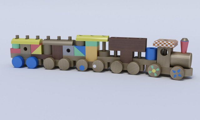 Wooden Train Toy 3D Model